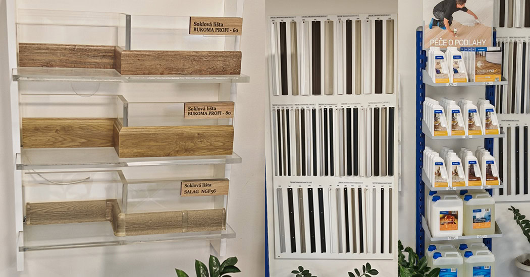 Podlahové lišty – ukážka príslušenstva (CZ)